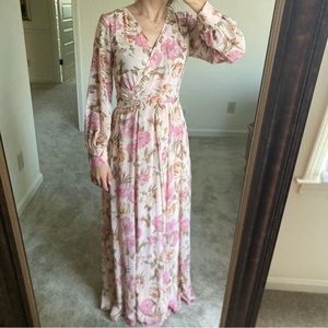 Long sleeved Floral Bridesmaid Dress
